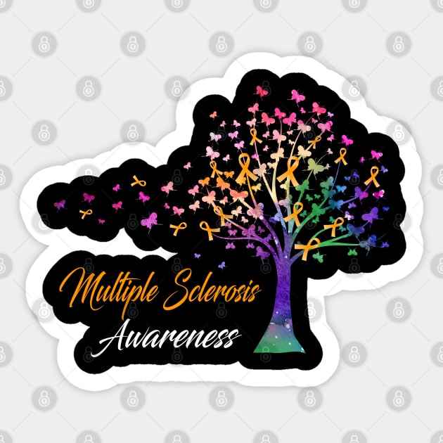 Tree Ribbons Multiple Sclerosis Awareness Support Multiple Sclerosis Warrior Gifts Sticker by ThePassion99